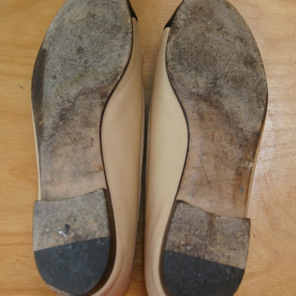 Vintage CHANEL ballet flats beige/black Sz 38 - Picture 8 of 8